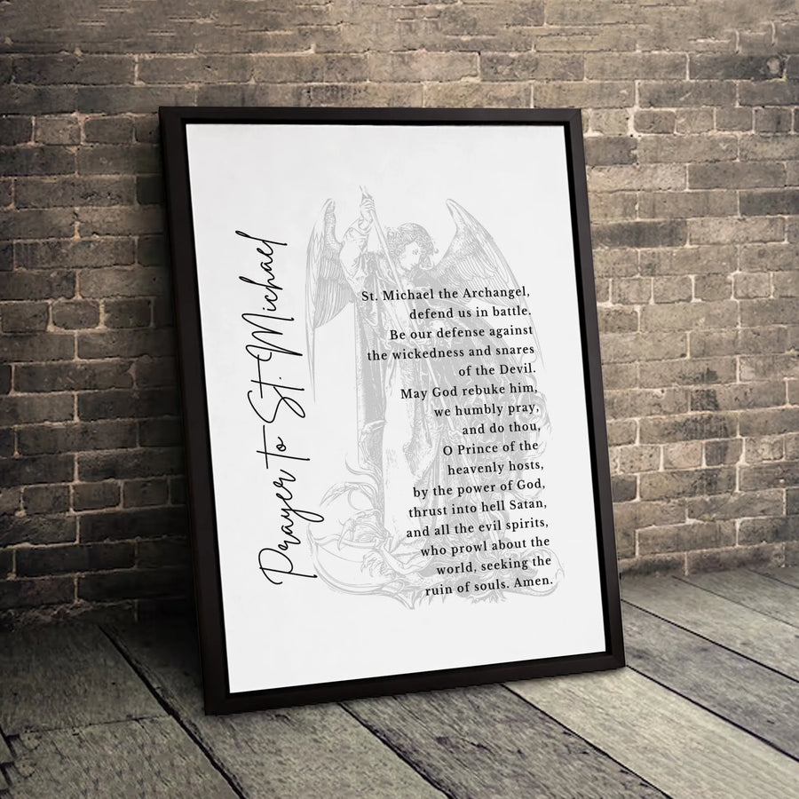 St. Michael the Archangel Prayer Canvas | Religious Wall Art | Premium Gallery Wrapped Print | Catholic Home Decor Gift
