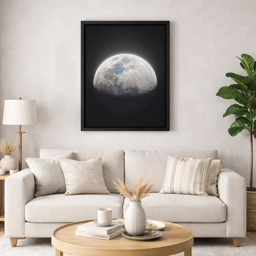 Full Moon Canvas Wall Art | High Definition Lunar Crater Print | Premium Gallery Wrap 1.25" Profile | Celestial Space Decor for Modern Home
