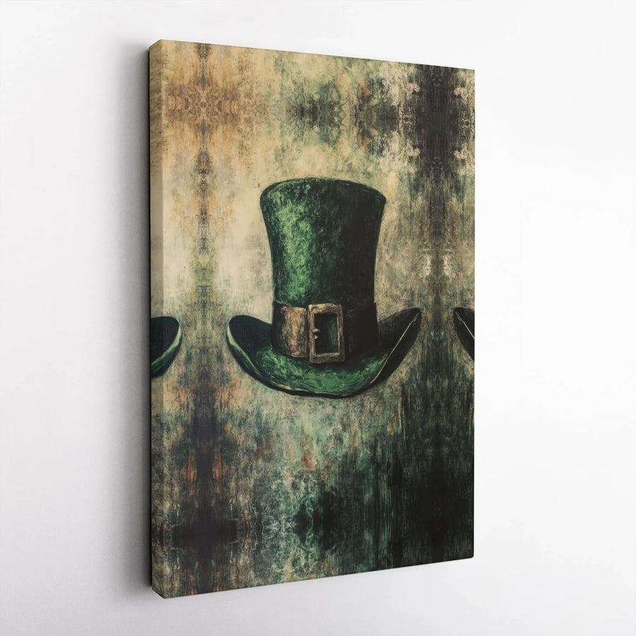 Leprechaun Top Hat Wall Art | Distressed Green St Patrick’s Day Decor | Gallery Quality 1.25” Canvas | Premium Irish Holiday Home Gift