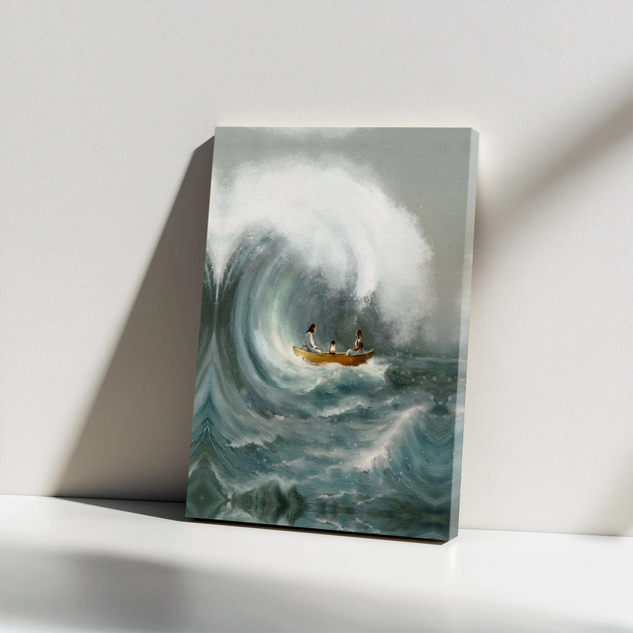 Jesus Calming The Storm Canvas Wall Art | Serene Faith Ocean Print | Premium 1.25" Gallery Wrap | Christian Home Decor Gift