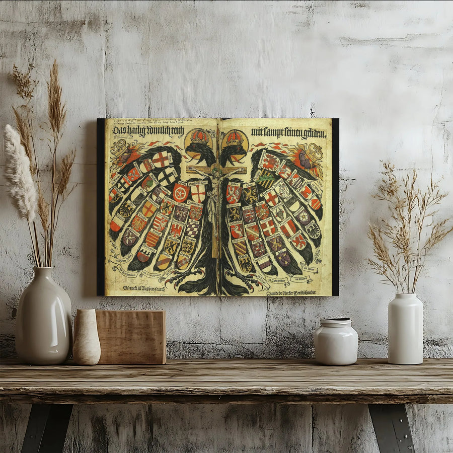 Holy Roman Empire Wall Art | Quaternion Eagle Historical Map Print | 1.25 Inch Gallery Wrap Canvas | Gift for History Buffs & Map Collectors