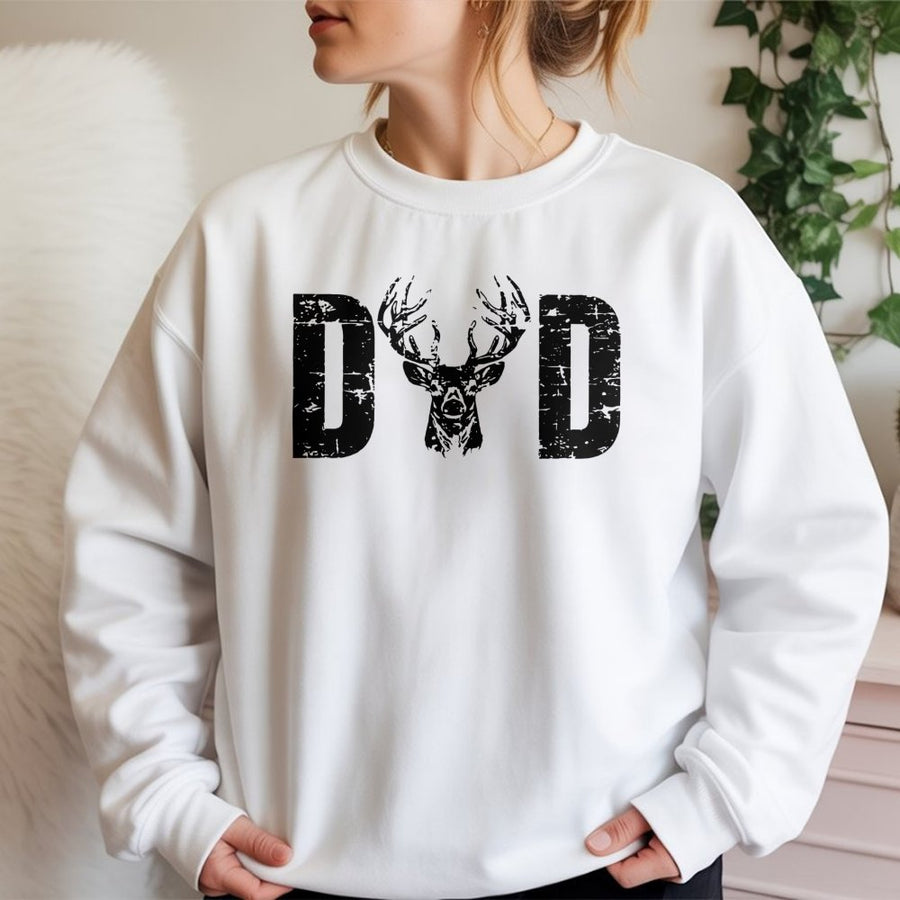 Hunting Dad Sweatshirt | Deer Antler Graphic Design | Premium Cotton-Poly Blend | Father's Day 2026 Gift for Outdoor Hunter Men
