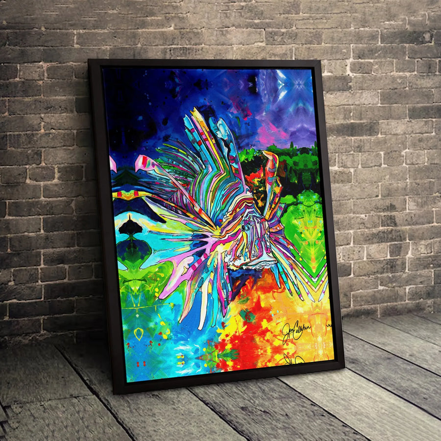 Lionfish Canvas Wall Art | Vibrant Abstract Tropical Fish Painting | Premium Gallery Wrapped Print | Modern Ocean Home Decor Gift