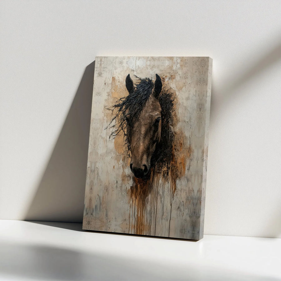 Abstract Horse Canvas Wall Art | Modern Rustic Equine Art | Premium Gallery Canvas | Collector's Gift for Horse Lover