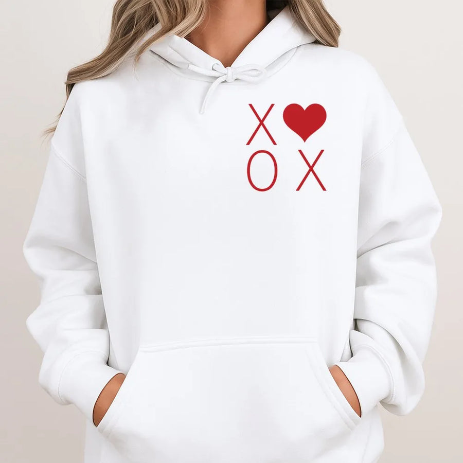XOXO Heart Hoodie | Valentine’s Day Minimalist Graphic | Premium Soft Cotton Blend | Cute Romantic Gift for Her or Him