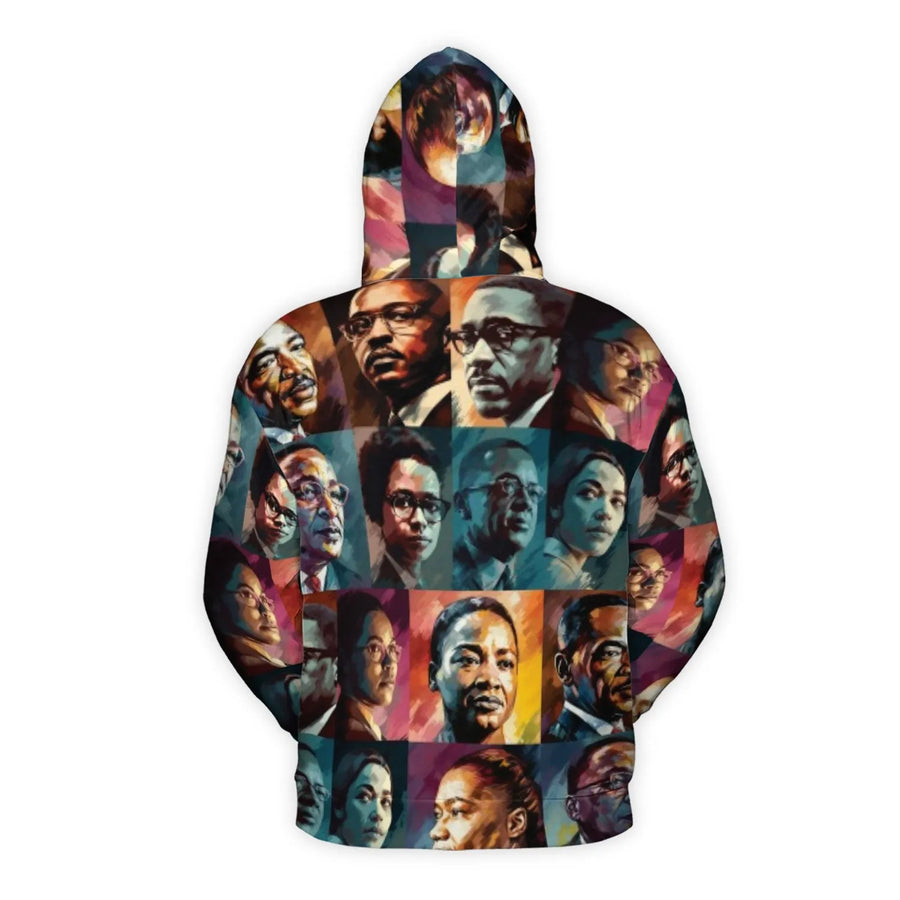 Black History Leaders All-Over Print Hoodie | Civil Rights Movement Graphic Art | Premium Polyester Fleece | Unisex Awareness Gift