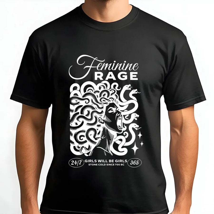 Feminine Rage Medusa T-Shirt | Greek Mythology Graphic Tee | Premium Cotton Soft Comfort | Empowering Feminist Gift For Her