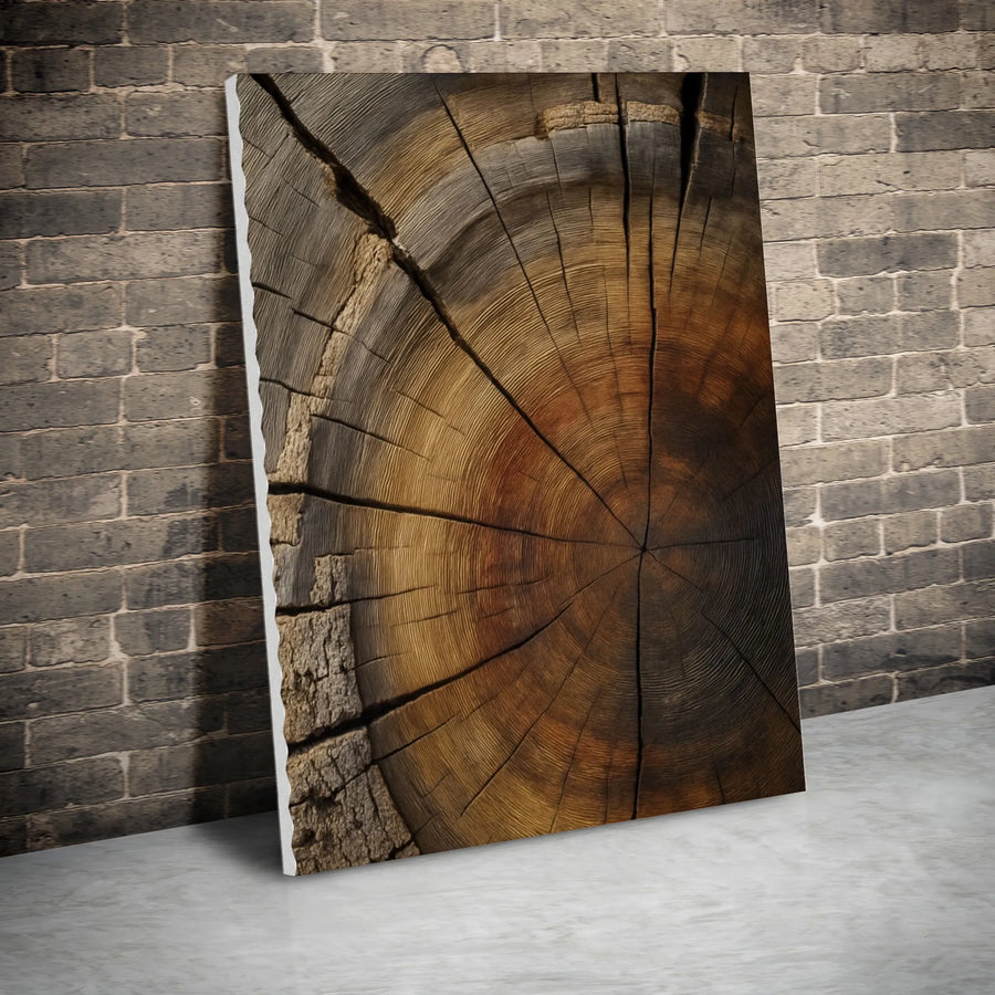 Tree Ring Wall Art Canvas | Rustic Wood Grain Slice Print | 1.25" Gallery Wrap Premium Decor | Modern Nature Home Office Wall Decor