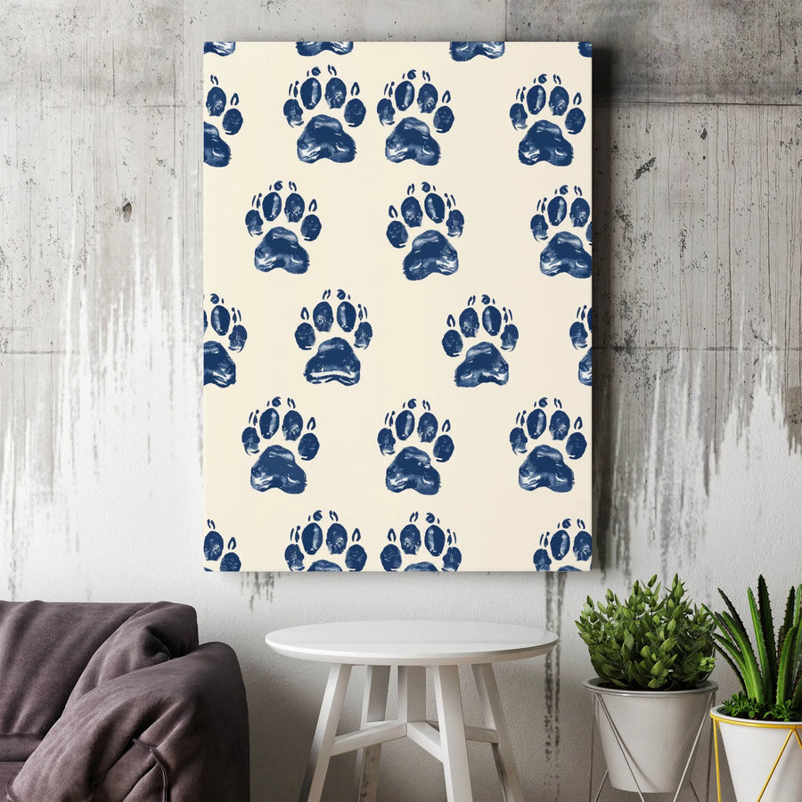 Dog Paw Print Canvas | Minimalist Paw Pattern Wall Art | Premium Gallery Wrapped Canvas | Home Decor Gift for Dog Mom or Dad