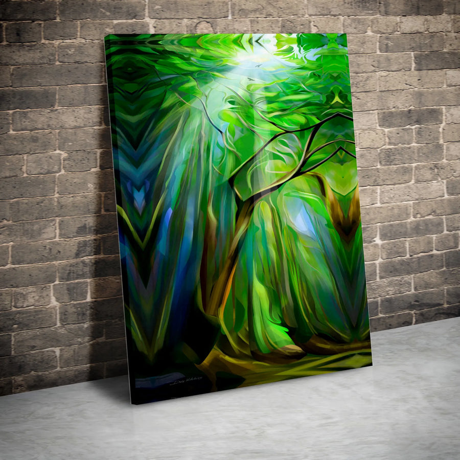 Forest Canvas Wall Art | Vibrant Sun Rays Nature Print | 1.25 Inch Gallery Wrap | Modern Home Decor Gift