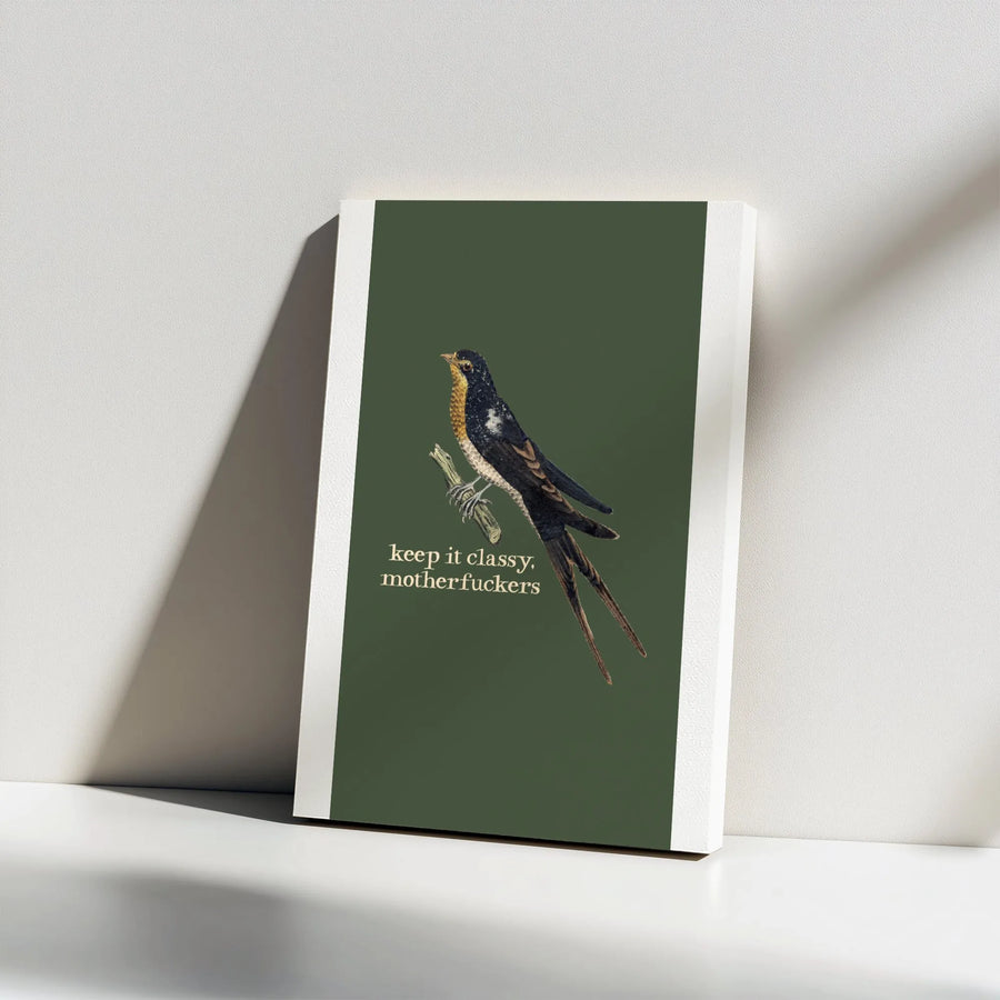 Funny Bird Canvas Print | Vintage Swallow Illustration with Sarcastic Quote | Premium Gallery Wrap Canvas | Unique Home Decor Gift