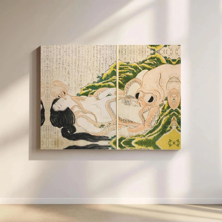 Japanese Octopus Woodblock Canvas Print | Hokusai The Dream of the Fisherman's Wife | Premium Gallery Wrapped Canvas | Collector Gift for Japanese Art Lover