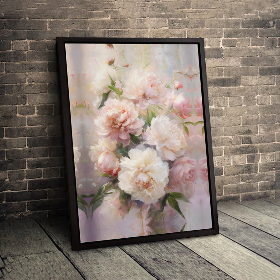 Pink Peony Flower Wall Art | Romantic Floral Oil Painting Style | Premium 1.25" Gallery Canvas | Elegant Home Decor Gift for Her