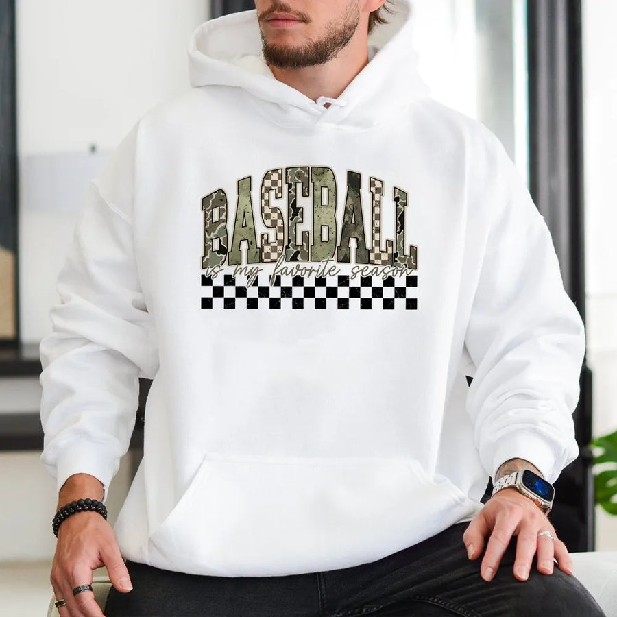 Baseball Mama Hoodie | 'My Favorite Season' Camo Graphic Sweatshirt | Soft Cotton-Blend | Game Day Gift for Sports Mom