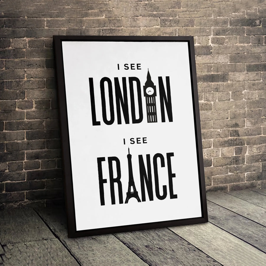 London France Travel Canvas Wall Art | Minimalist Big Ben Eiffel Tower Print | Premium Gallery Wrapped Decor | Modern City Landmark Home Gift