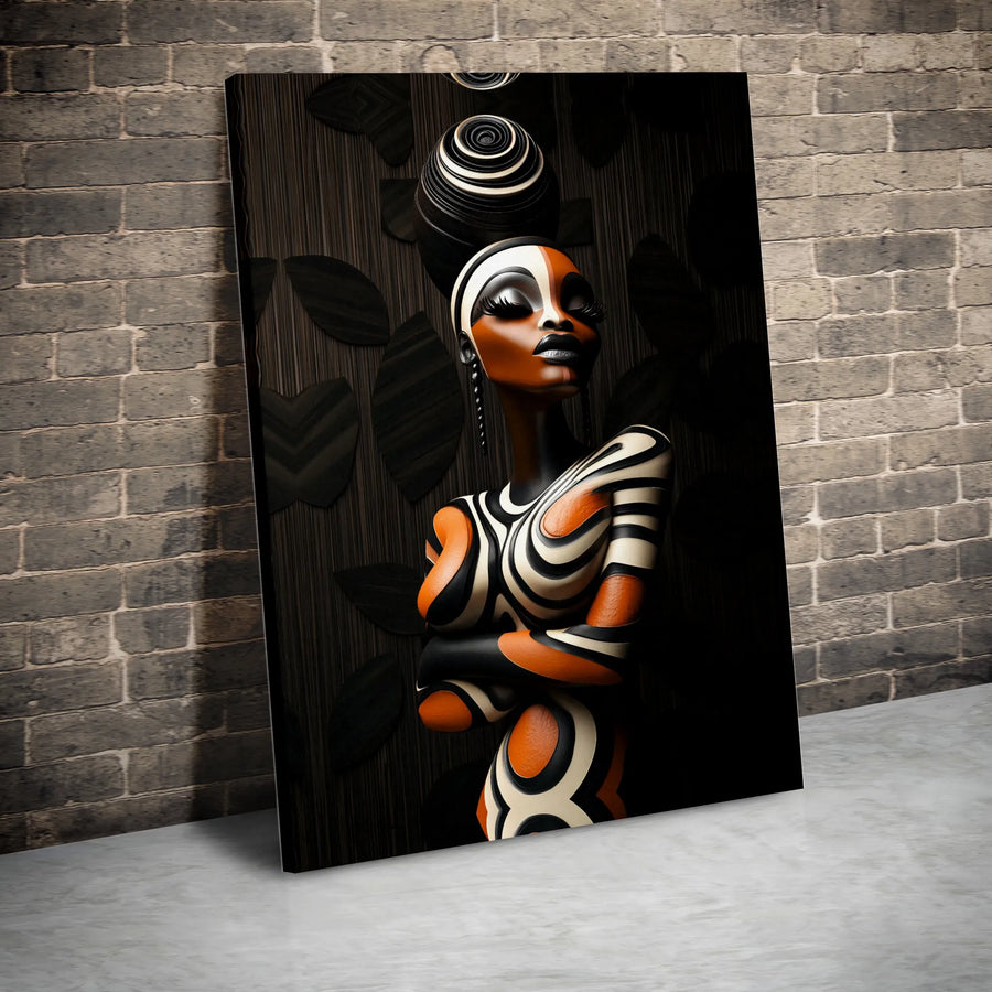 African Woman Wall Art | Abstract Geometric Portrait Canvas | Premium 1.25" Gallery Wrap | Modern Home Decor Gift