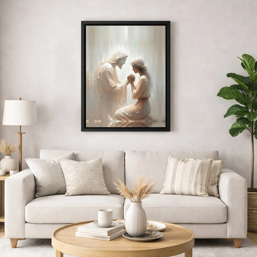 Jesus and Praying Woman Canvas Art | Abstract Religious Wall Decor | Premium Fade-Resistant Print | Spiritual Christian Home Gift