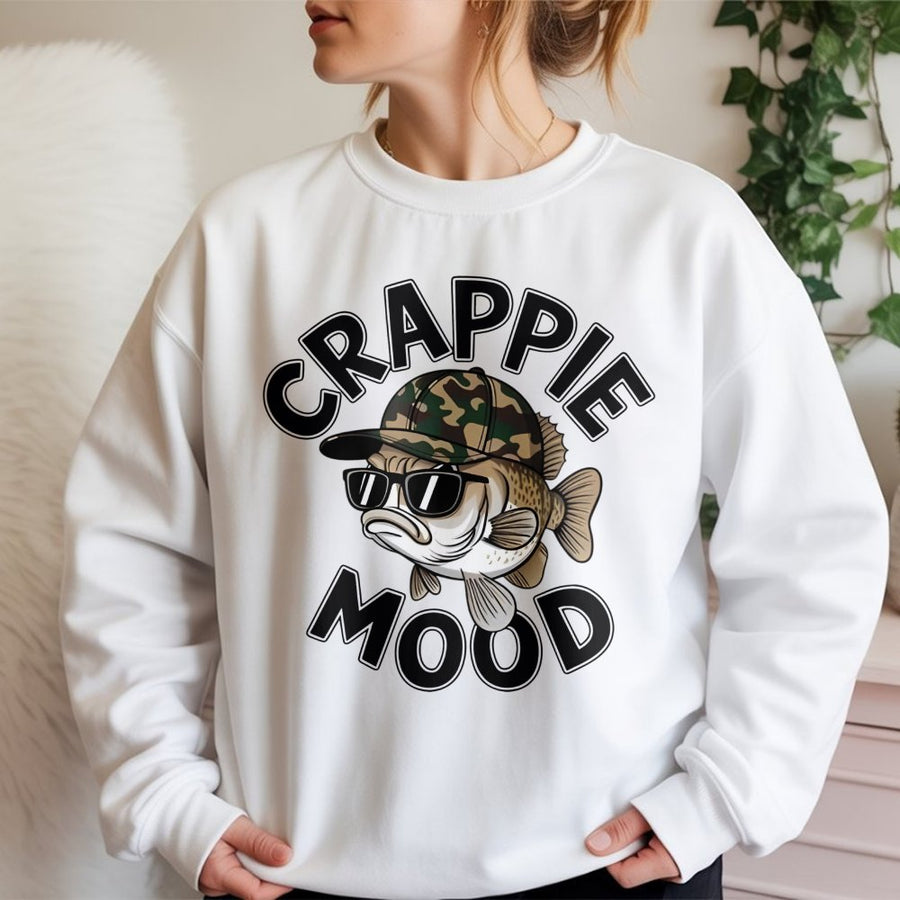 Crappie Mood Fishing Sweatshirt | Funny Fish Lover Graphic Design | Premium Cotton Blend | Gift for Anglers Men Women