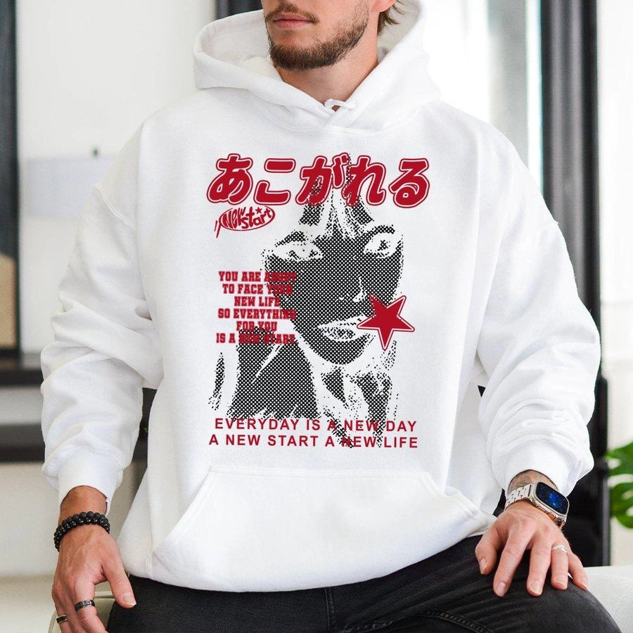 Japanese Aesthetic Hoodie | Retro Y2K Graphic Streetwear | Premium Cotton Blend | Unisex Oversized Gift for Teens