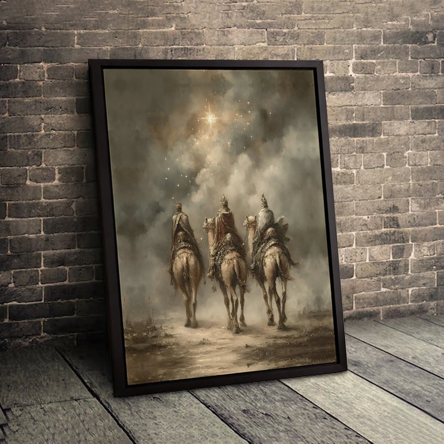 Three Wise Men Canvas Art | Nativity Star of Bethlehem Print | Premium Gallery Wrapped Wall Decor | Christian Christmas Gift for Home Office