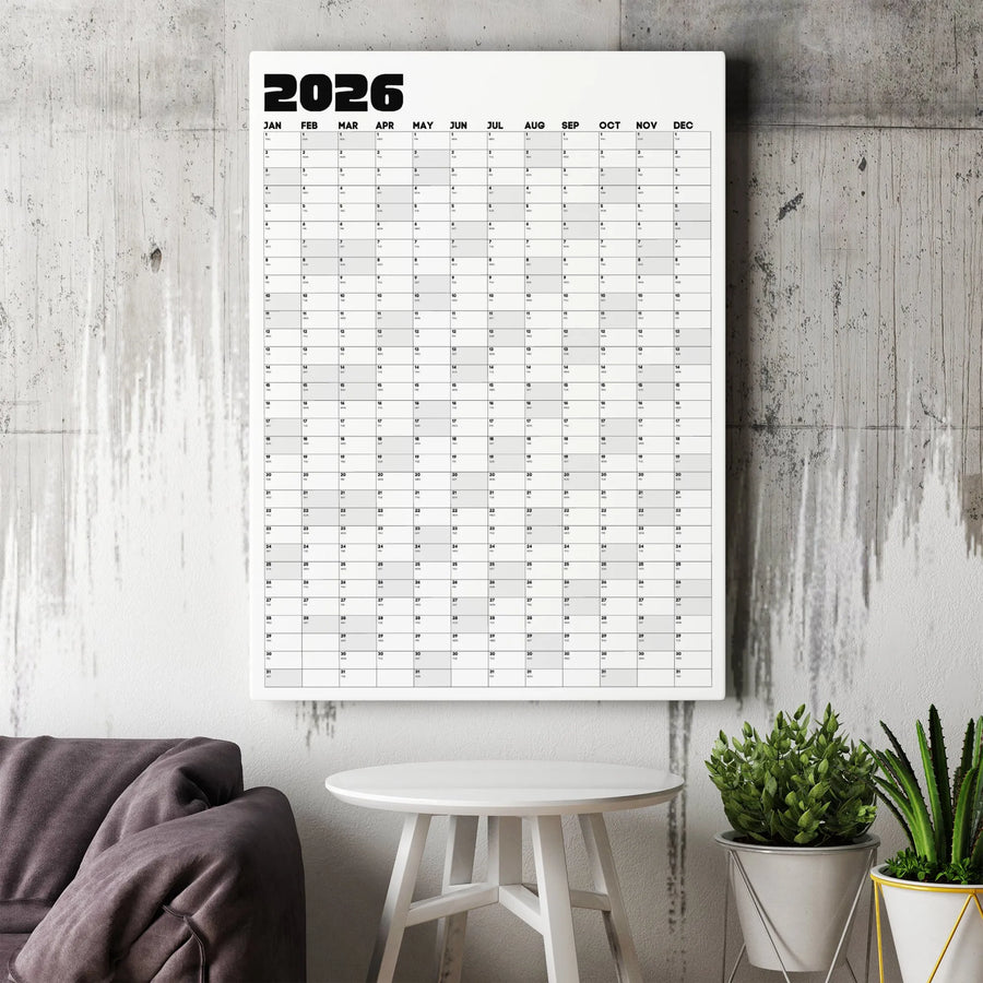 2026 Wall Calendar Canvas | Minimalist Full Year View Planner | Premium 1.25" Thick Gallery Wrap | Office & Home Decor Gift