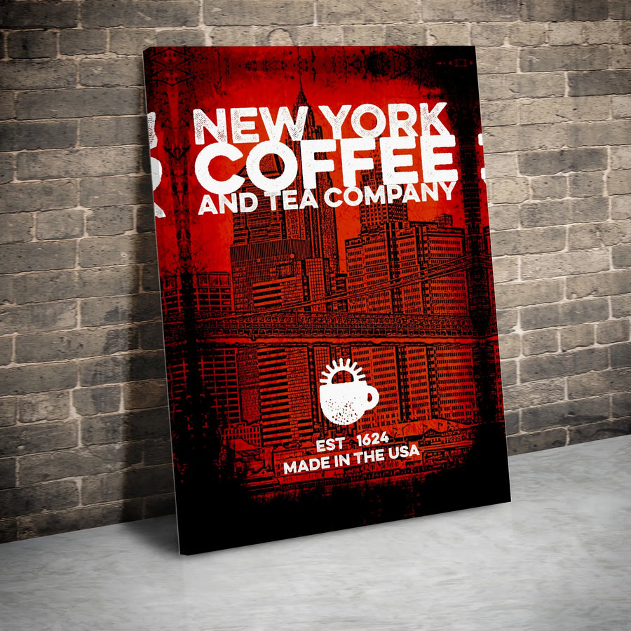 New York Coffee Canvas Art | Industrial NYC Skyline Wall Decor | Premium Fade-Resistant Print | Kitchen, Bar & Cafe Decor Gift