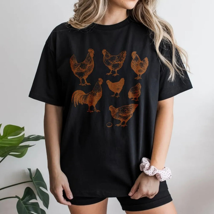 Chicken Lover T-Shirt | Vintage Sketch Farm Animal Graphic | 100% Premium Cotton | Perfect Gift for Farmers and Poultry Enthusiasts