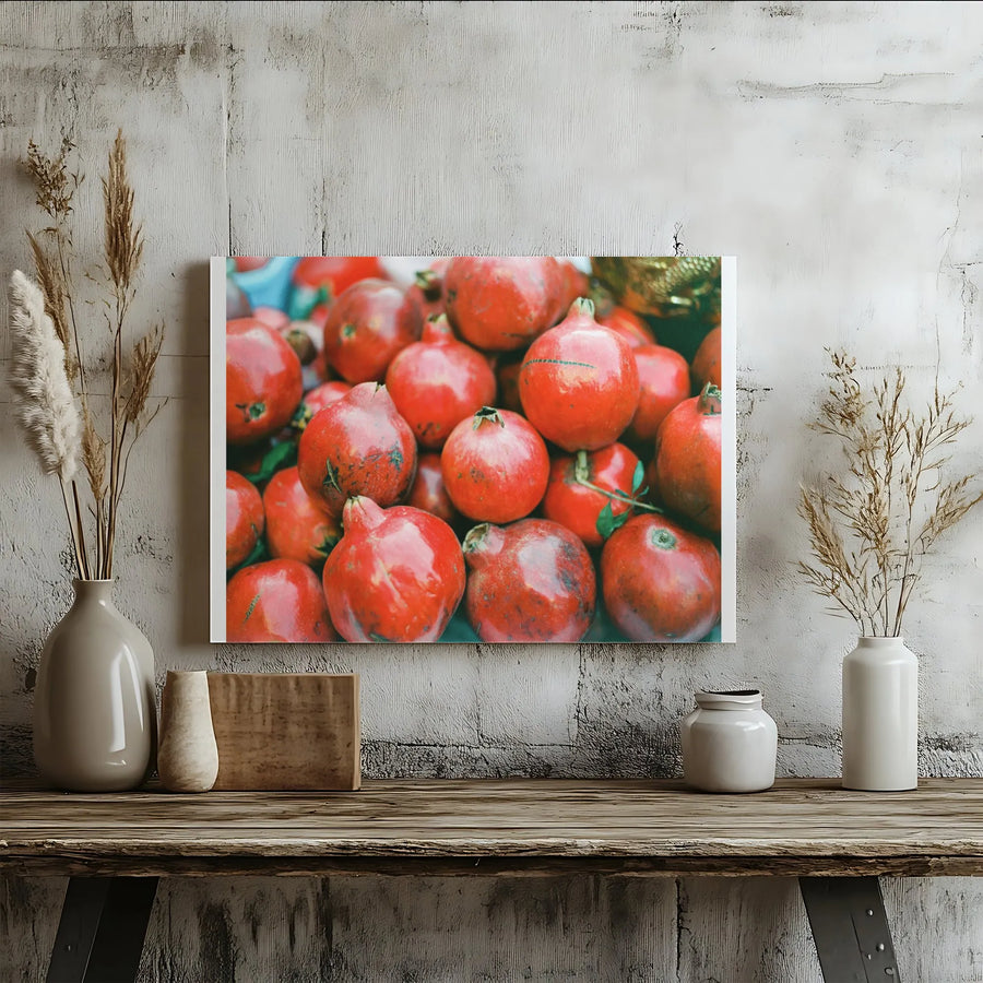 Pomegranate Canvas Wall Art | Vibrant Farmers Market Photography | Premium Gallery Wrapped Print | Kitchen & Dining Room Decor Gift