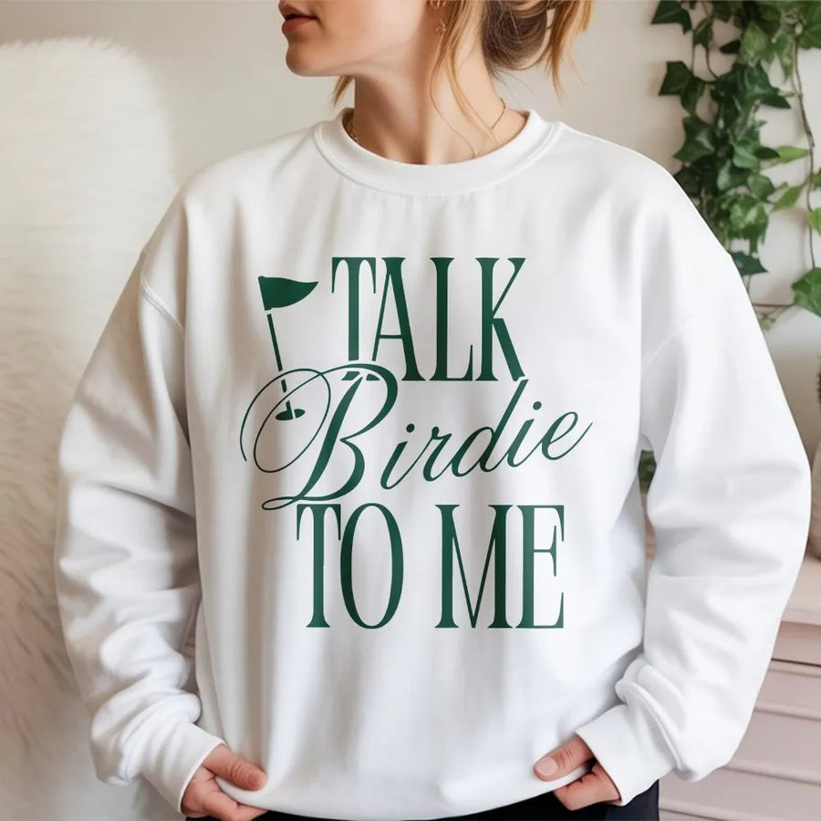 Talk Birdie To Me Golf Sweatshirt | Funny Golfing Quote Pullover | Cozy Cotton Blend | Gift for Women Golfer