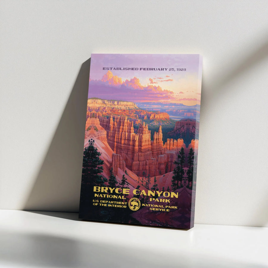 Bryce Canyon National Park Wall Art | Vintage Travel Poster Print | Premium Gallery Wrapped Canvas | National Park Enthusiast Gift