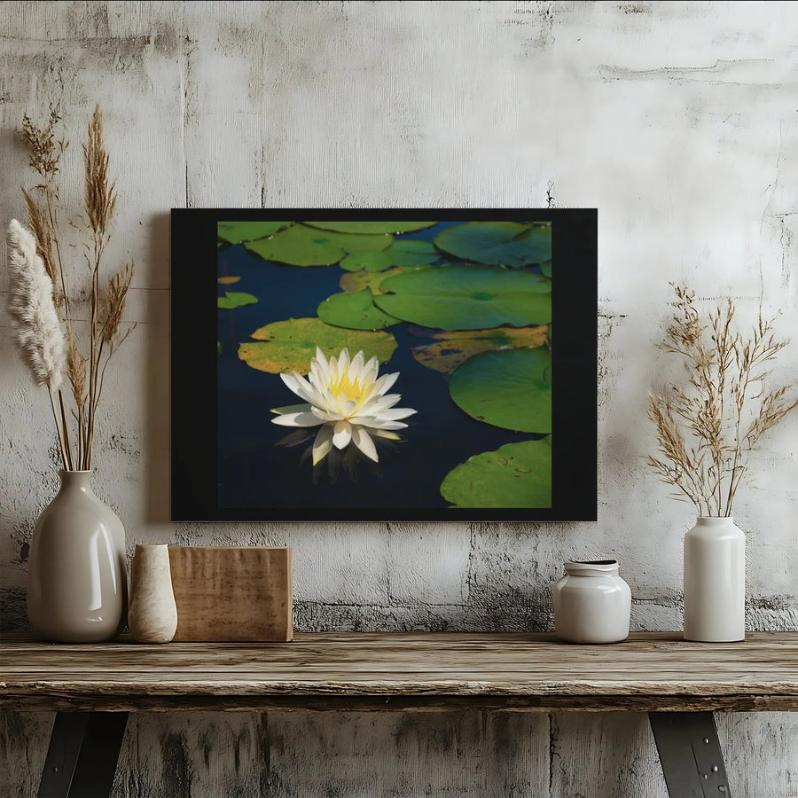 White Water Lily Canvas Art | Serene Botanical Pond Design | Gallery Wrapped Premium Print | Peaceful Home Decor Wall Accent