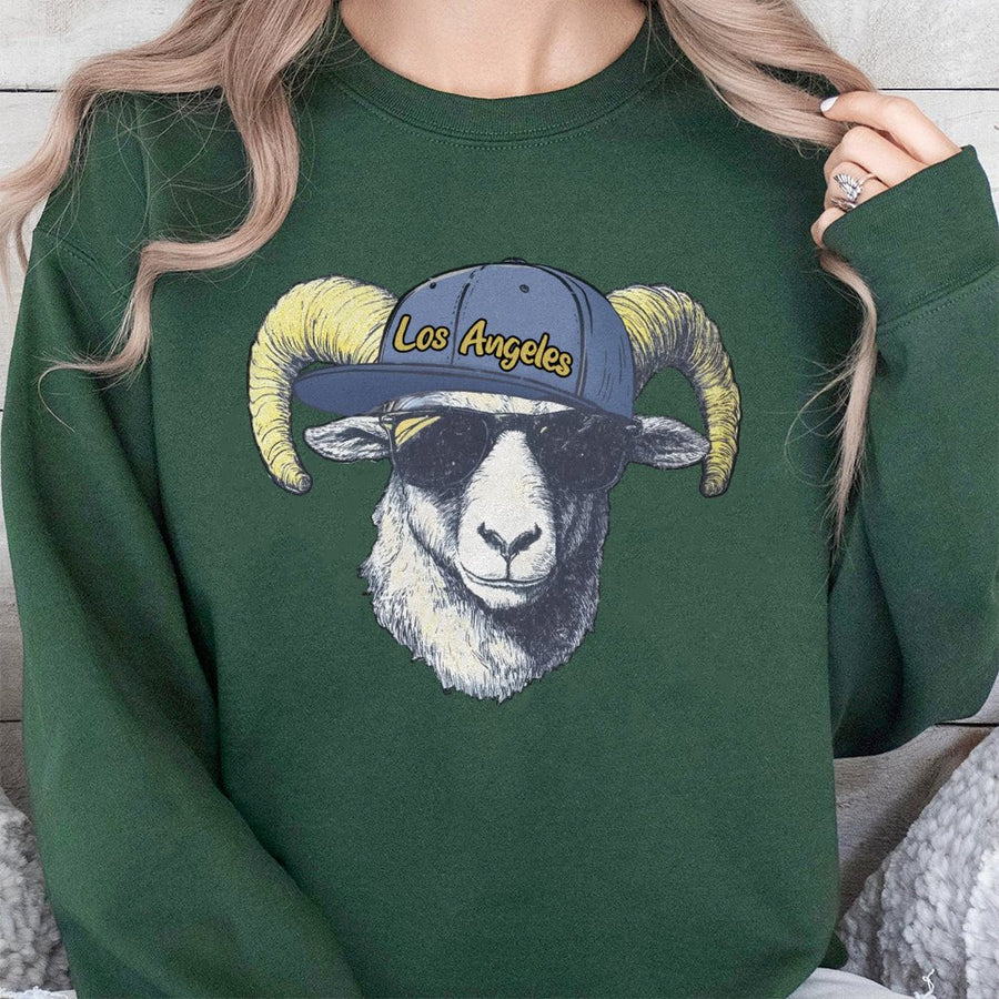 Los Angeles Ram With Sunglasses And Baseball Cap Sweatshirt