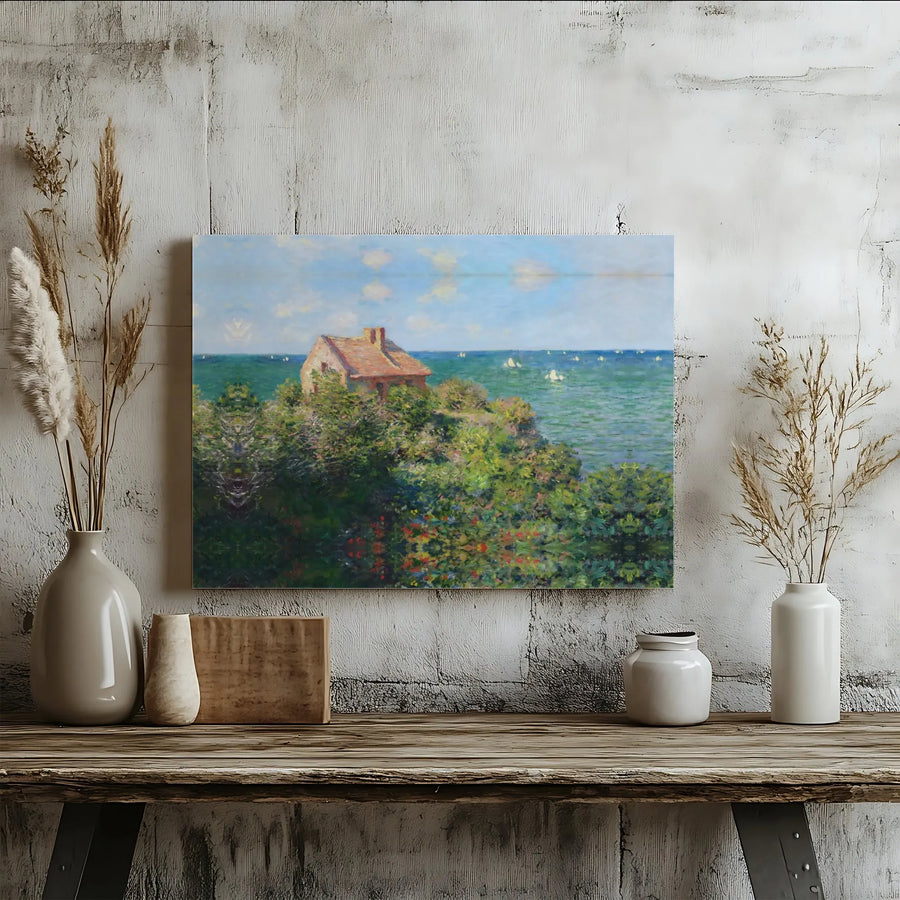 Claude Monet Fisherman's Cottage at Varengeville Canvas Print | Impressionist Seascape Wall Art | Gallery Quality 1.25" Profile | Home Office Decor Gift