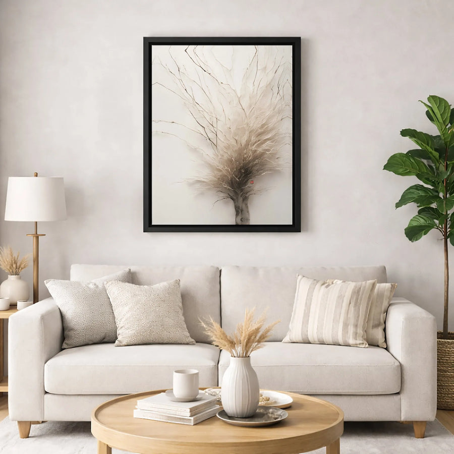 Abstract Minimalist Tree Canvas Print | Zen Branch Wall Art | Premium Gallery Wrapped Decor | Modern Neutral Home Interior Gift