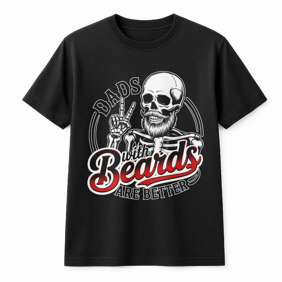 Dads With Beards Are Better T-Shirt | Funny Skeleton Graphic Tee | Premium Cotton Casual Wear | Best Father's Day 2026 Gift For Dad Or Husband
