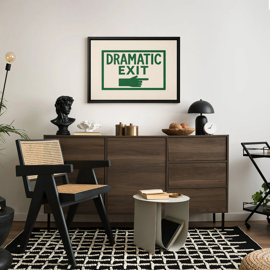 Dramatic Exit Wall Art | Funny Office Sign Decor | Premium 1.25" Gallery Canvas | Quirky Gift for Coworkers