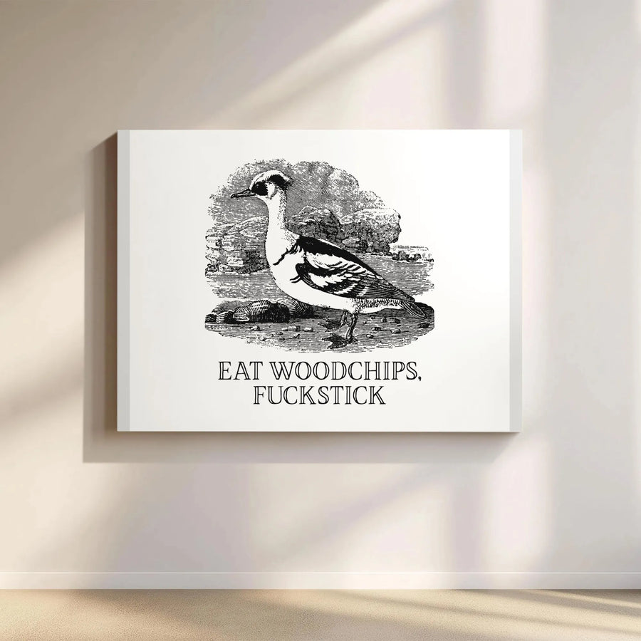 Funny Bird Canvas Wall Art | Sarcastic Quote with Vintage Illustration | Premium Gallery Wrapped Canvas | Gag Gift for Friends, Funny Home Decor