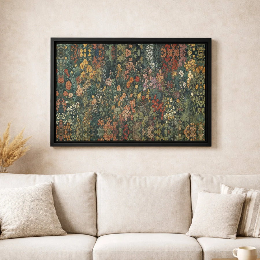 Millefleurs Floral Canvas Wall Art | Vintage Botanical Meadow Print | Gallery-Quality 1.25-Inch Profile | Cottagecore Home Decor Gift