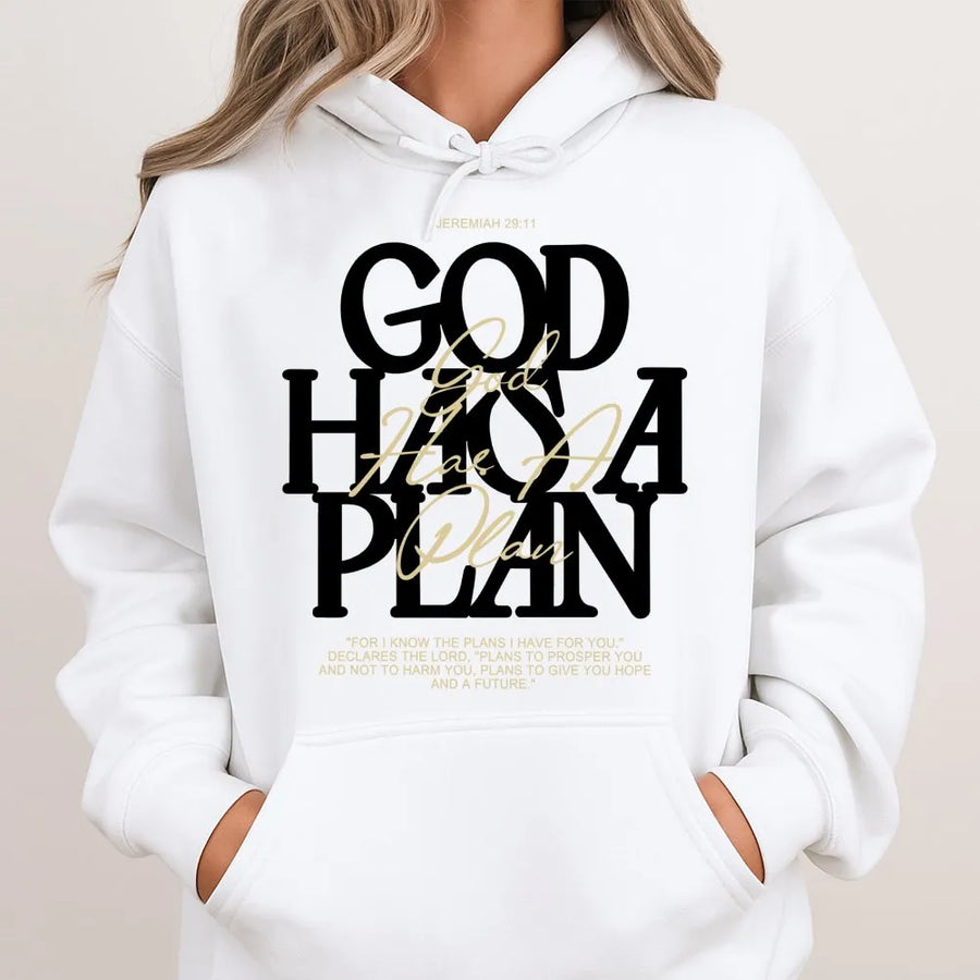 God Has A Plan Hoodie | Jeremiah 29:11 Bible Verse Scripture | Premium Cotton Blend | Christian Faith Gift for Men and Women