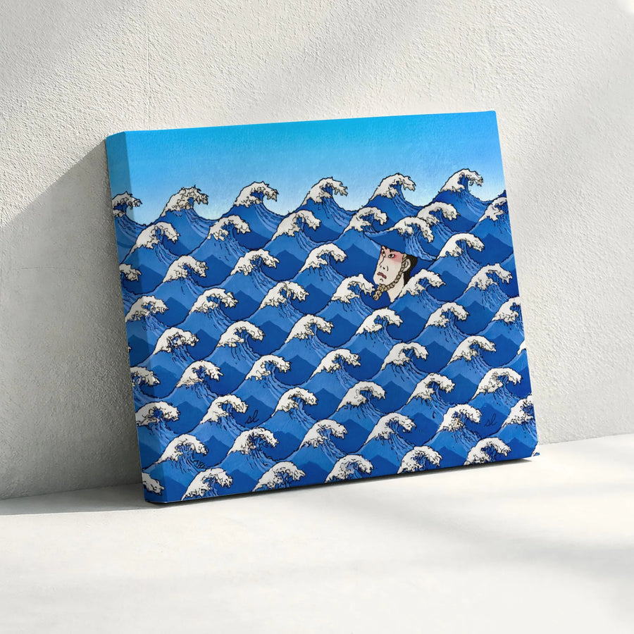 Japanese Art Canvas Print | Hokusai Great Wave Inspired Pattern | Premium Gallery Wrapped Wall Decor | Unique Gift For Art Lovers