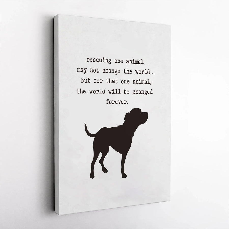 Dog Rescue Quote Canvas Art | Minimalist Pet Silhouette Print | Premium Gallery Wrapped Wall Decor | Inspirational Gift for Animal Lovers