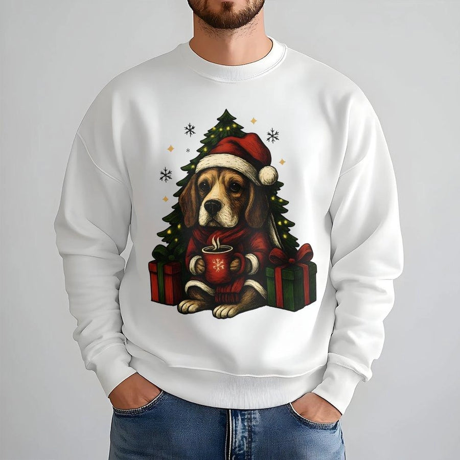 Beagle Christmas Sweatshirt | Cute Santa Dog Graphic Tee | Premium Cotton Blend Cozy Crewneck | Holiday Gift for Dog Lovers