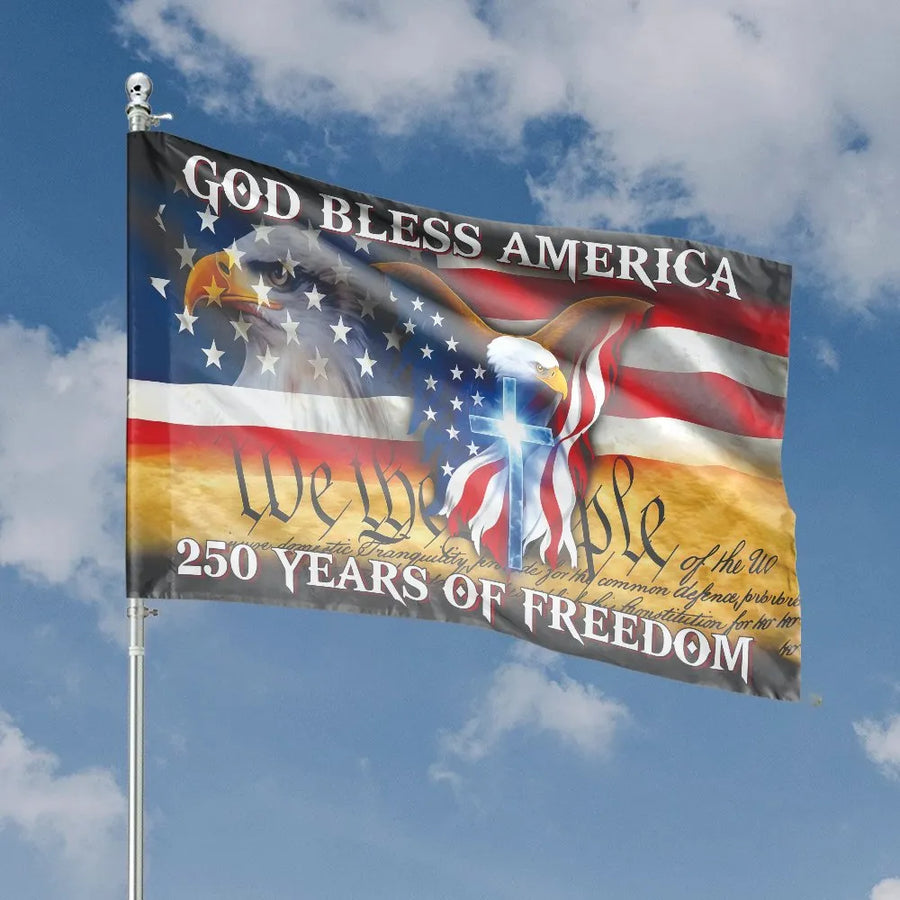 250th Anniversary American Flag | Patriotic Eagle & Christian Cross Design | Weather-Resistant Double Sided | Commemorative USA 2026 Gift for Patriots