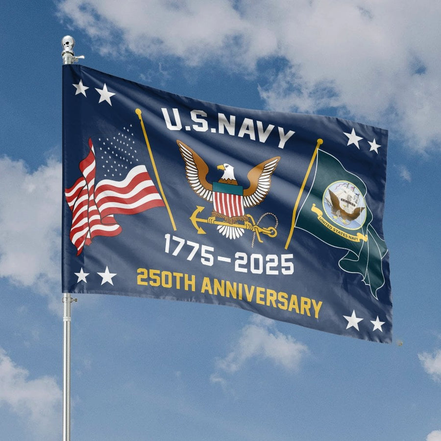 US Navy 250th Anniversary Flag | Military 1775-2025 Commemorative Garden Decor | Premium Weather-Resistant Polyester | Veteran Gift & Patriotic Home Sign