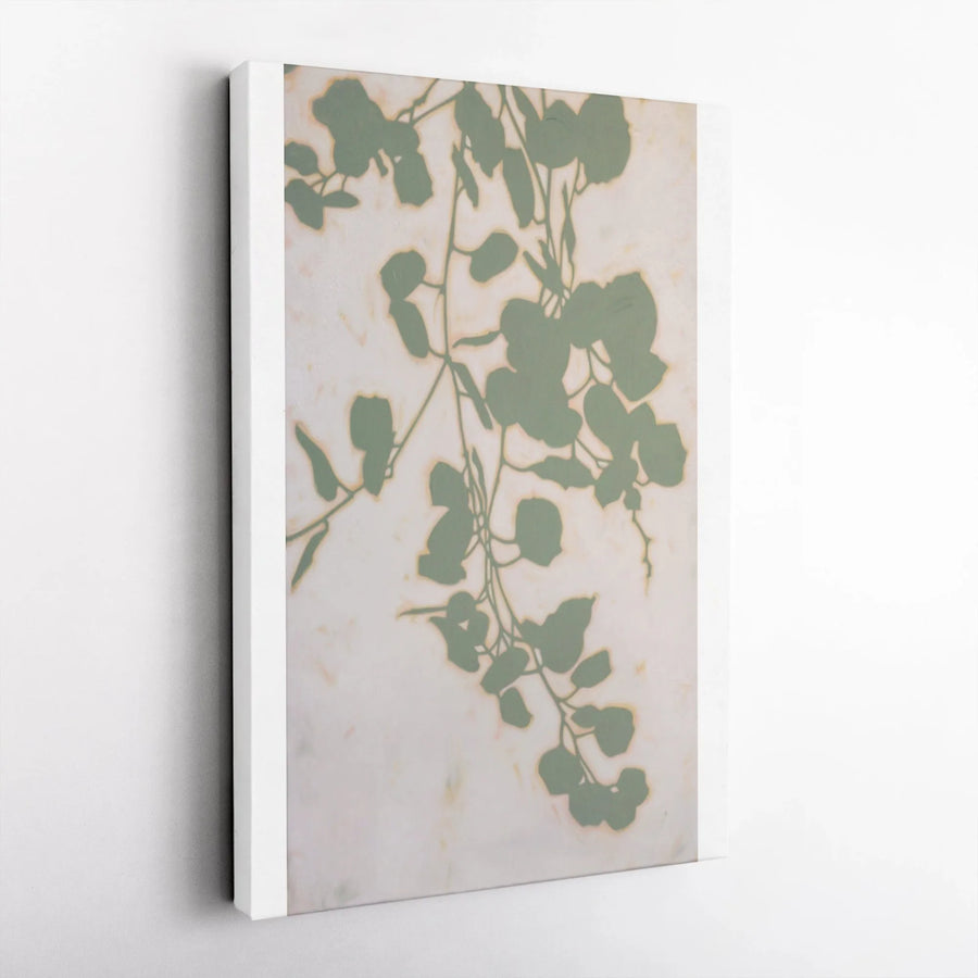 Botanical Silhouette Vertical Canvas | Minimalist Eucalyptus Leaf Print | Premium Gallery Wrapped Canvas | Modern Home Decor Gift
