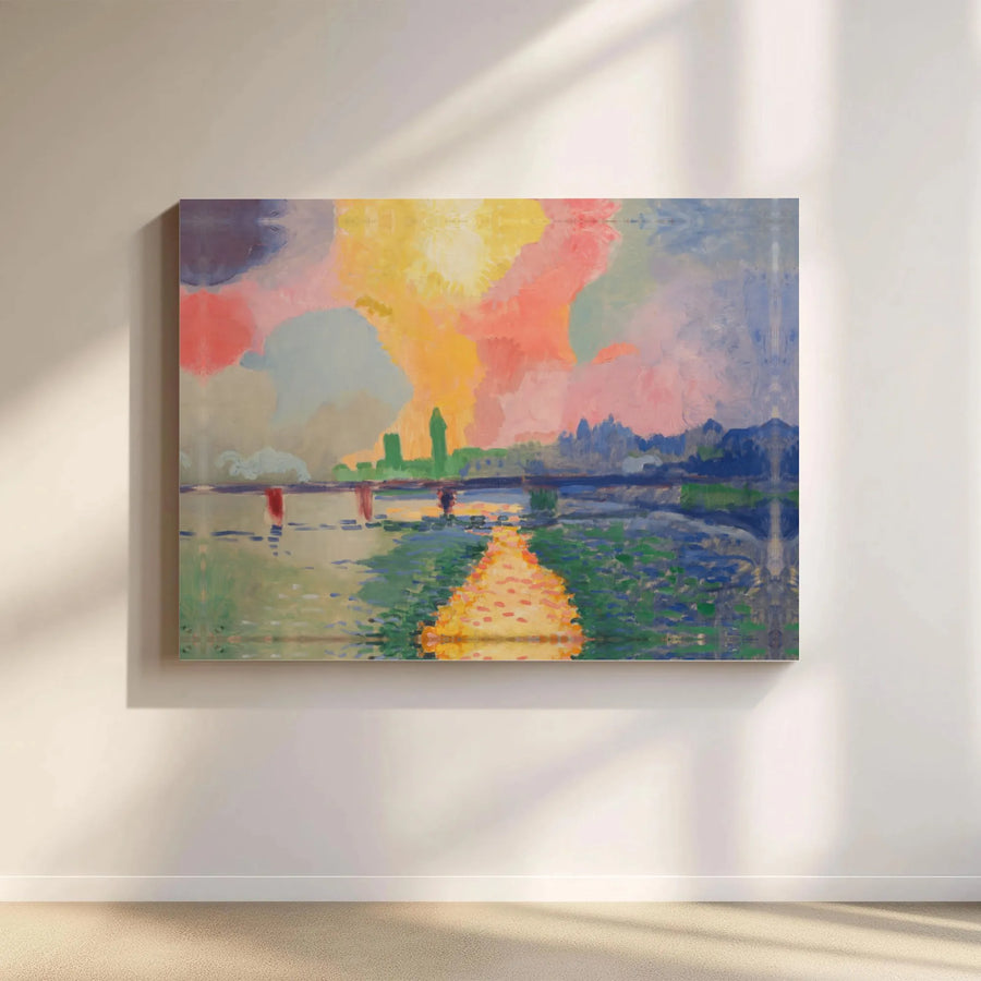 Fauvism London Landscape Horizontal Canvas | Impressionist Big Ben River Thames Oil Painting Style Print | Premium 1.25" Gallery Wrap Wall Art | Classic Fine Art Gift