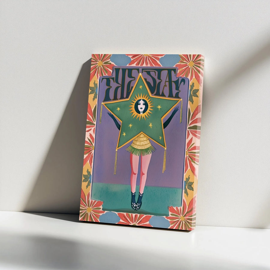 The Star Tarot Card Wall Art | Art Nouveau Esoteric Illustration | 1.25-Inch Gallery Wrap Canvas | Premium Witchy Home Decor Gift