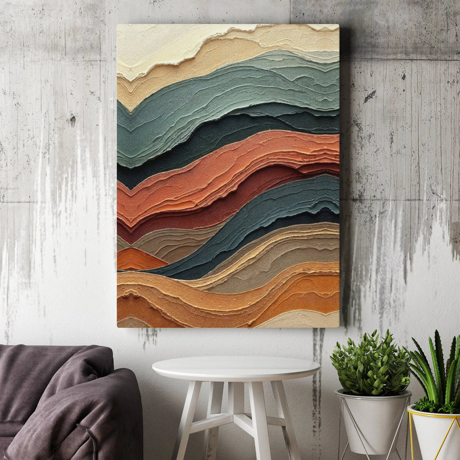 Abstract Earth Tone Canvas Print | Textured Geological Strata Wall Art | Gallery Wrapped Premium Decor | Modern Interior Design for Home Office