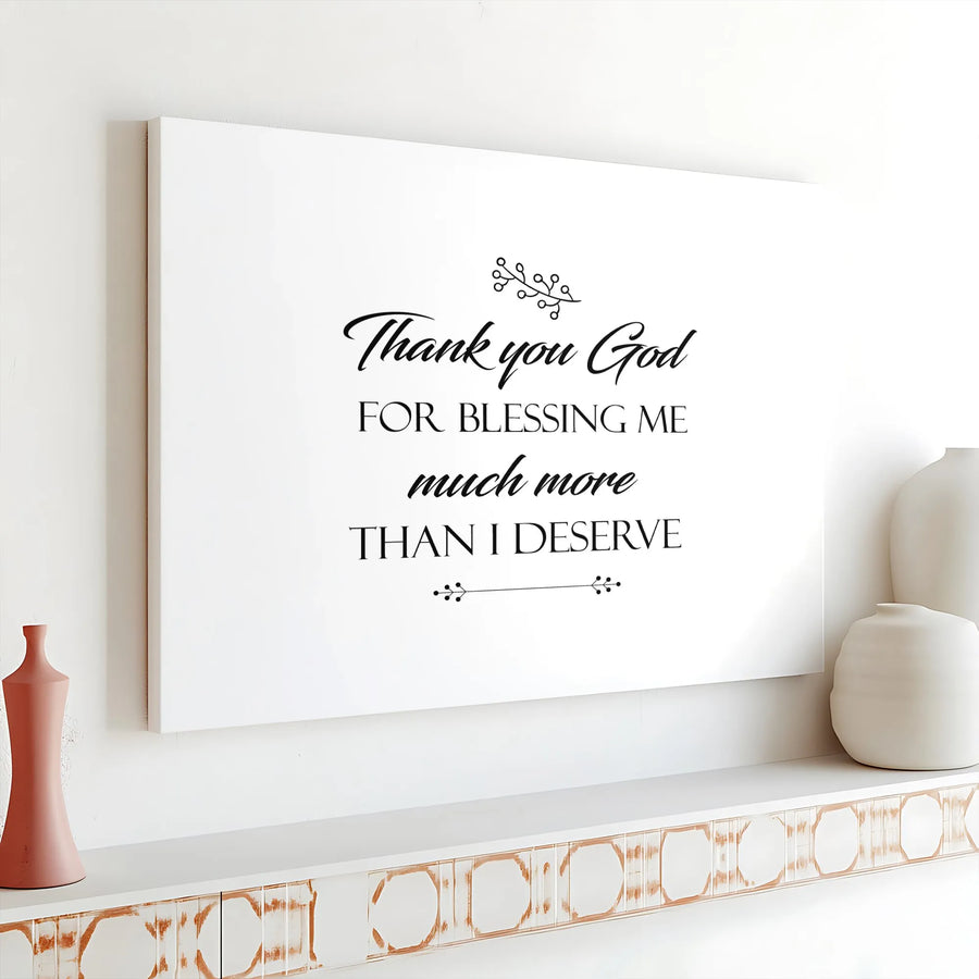 Christian Wall Art Canvas | Thank You God Blessing Quote | Premium Gallery Wrapped Canvas | Inspirational Home Decor Gift
