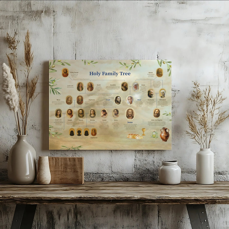 Holy Family Tree Canvas | Biblical Genealogy Ancestry Chart | Premium Gallery Wrapped Art | Christian Home Decor Gift for Believers